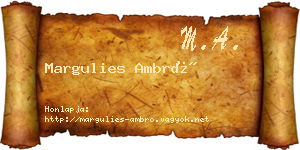 Margulies Ambró névjegykártya